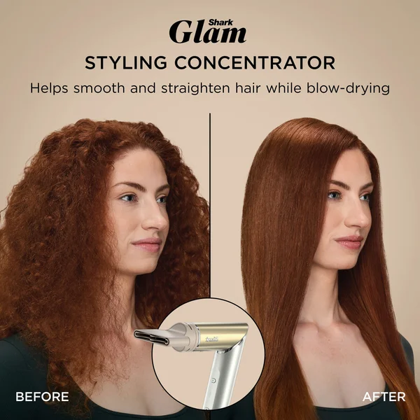 Shark Glam 4-in-1 Hot Tool Air Styling + Drying System Gold- For Straight Wavy And Bouncy Styles