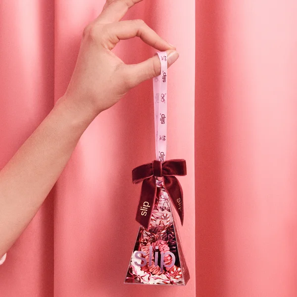 Slip Pure Silk Skinny Scrunchie Ornament - Candy Cane