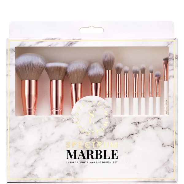 Spectrum Marbleous White Marble 12 Piece Makeup Brush Set