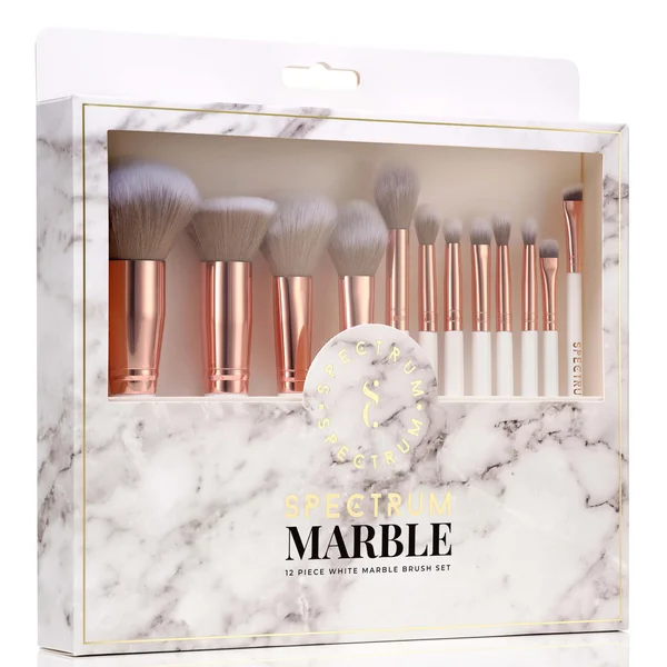 Spectrum Marbleous White Marble 12 Piece Makeup Brush Set