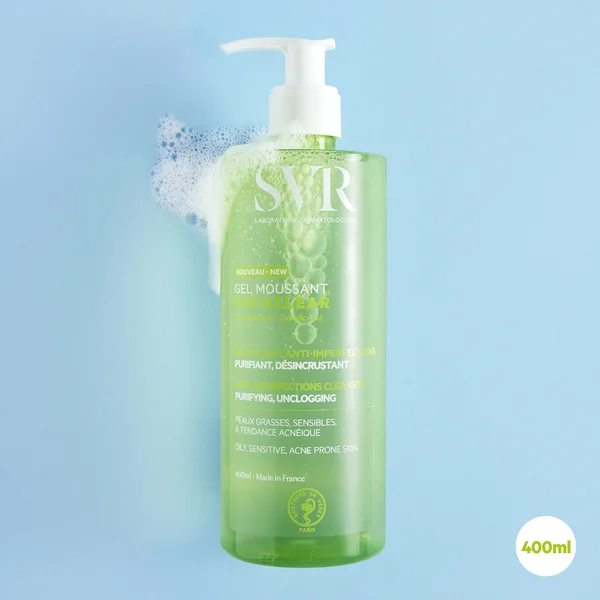 SVR SEBIACLEAR Foaming Purifying Soap-Free Salicylic Acid Face & Body Cleanser For Oily Acne-Prone Combination Skin 400ml
