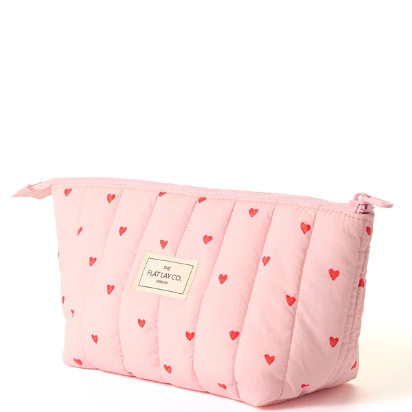 The Flat Lay Co. Marshmallow Essential Makeup Pouch - Sweet Pink Hearts
