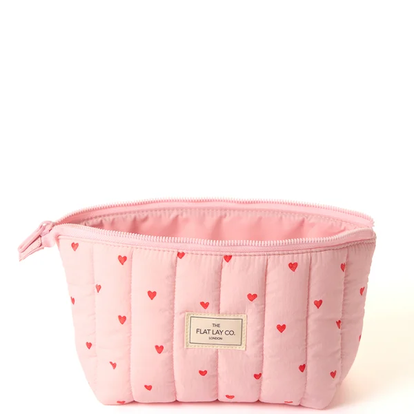 The Flat Lay Co. Marshmallow Essential Makeup Pouch - Sweet Pink Hearts