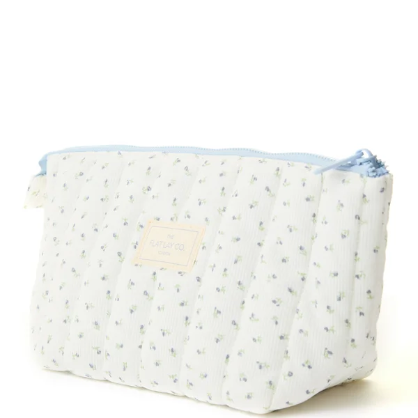 The Flat Lay Co. Marshmallow Essential Makeup Pouch - Cozy Cotton Ditsy Floral