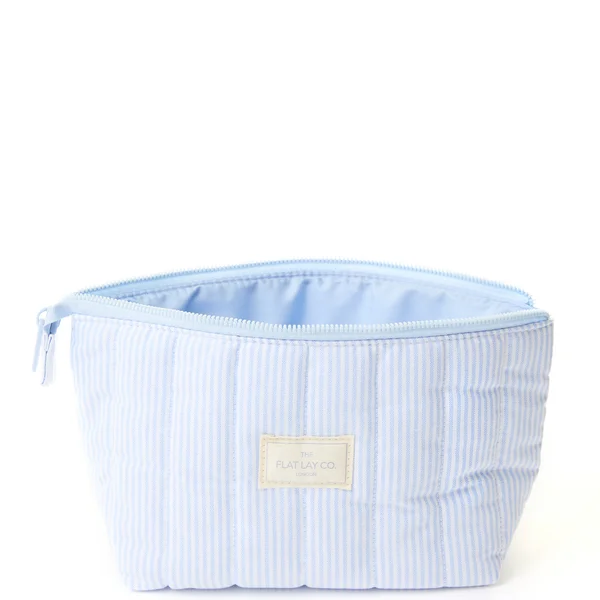 The Flat Lay Co. Marshmallow Essential Makeup Pouch - Cozy Cotton Blue Stripes
