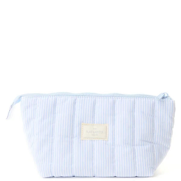 The Flat Lay Co. Marshmallow Essential Makeup Pouch - Cozy Cotton Blue Stripes
