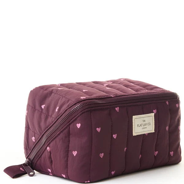 The Flat Lay Co. Marshmallow Flat Lay Makeup Box Bag - Burgundy Hearts LOOKFANTASTIC EXCLUSIVE