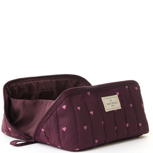 The Flat Lay Co. Marshmallow Flat Lay Makeup Box Bag - Burgundy Hearts LOOKFANTASTIC EXCLUSIVE