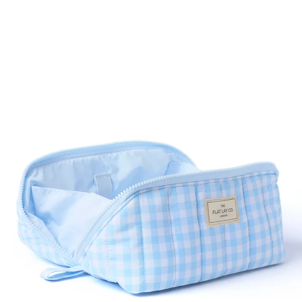 The Flat Lay Co. Marshmallow Flat Lay Makeup Box Bag - Baby Blue Gingham