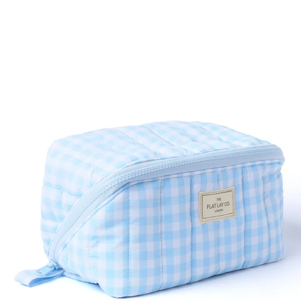The Flat Lay Co. Marshmallow Flat Lay Makeup Box Bag - Baby Blue Gingham