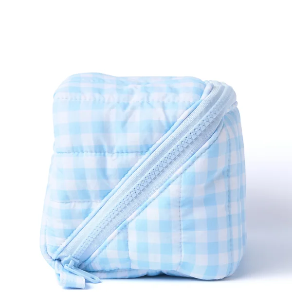 The Flat Lay Co. Marshmallow Flat Lay Makeup Box Bag - Baby Blue Gingham