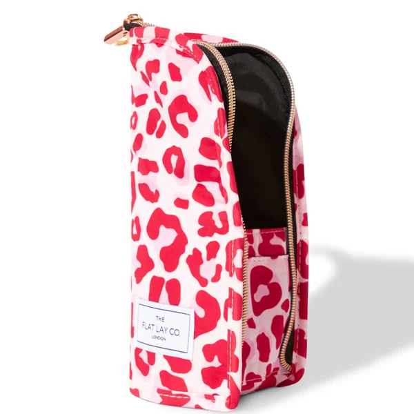 The Flat Lay Co. Standing Brush Case - Pink Leopard