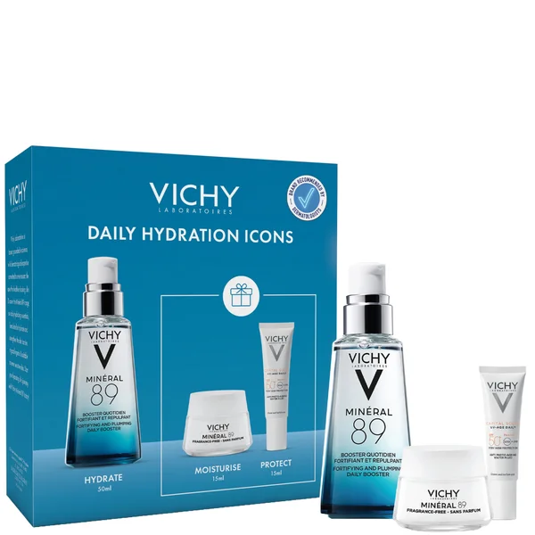 Vichy Mineral 89 Hyaluronic Acid Daily Hydration Kit: Serum Moisturiser and SPF50 (Worth £43.79)