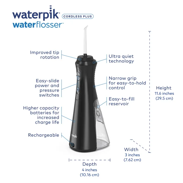 Waterpik Cordless Plus Cordless Water Flosser 492 Black