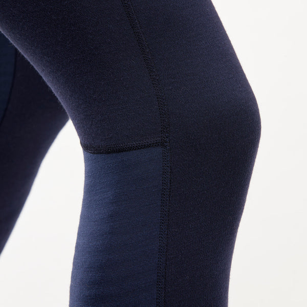 Decathlon Forclaz Men's Mountain Backpacking Merino Wool Base Layer Tights Leggings - MT900 Asphalt Blue