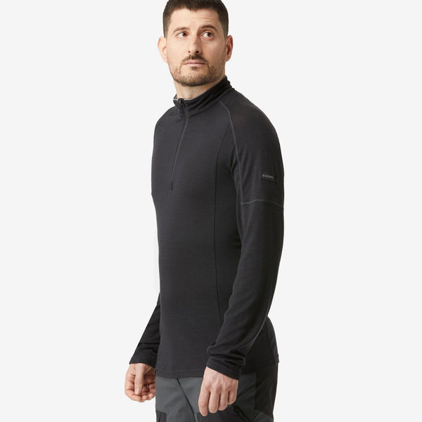 Decathlon Forclaz Men's MT500 Merino Wool Long-Sleeve Shirt Black