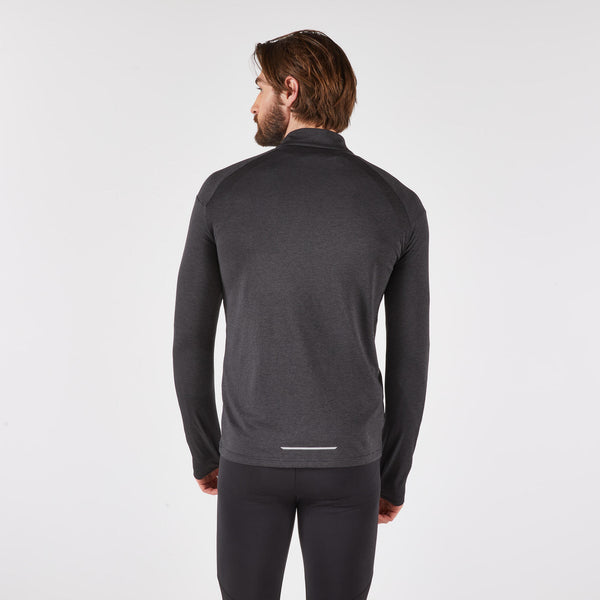 Decathlon Kiprun Men's 100 Long-Sleeved Half-Zip Running T-shirt Smoked Black