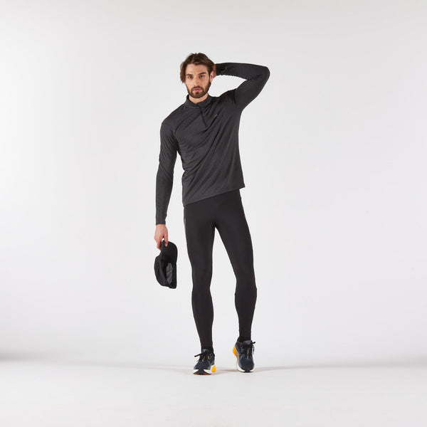 Decathlon Kiprun Men's 100 Long-Sleeved Half-Zip Running T-shirt Smoked Black