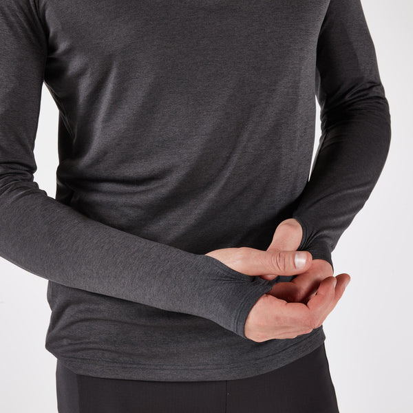 Decathlon Kiprun Men's 100 Long-Sleeved Half-Zip Running T-shirt Smoked Black