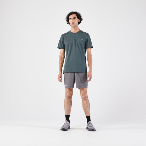 Decathlon Kiprun Men's Run 100 Dry Running Shorts Granite Green