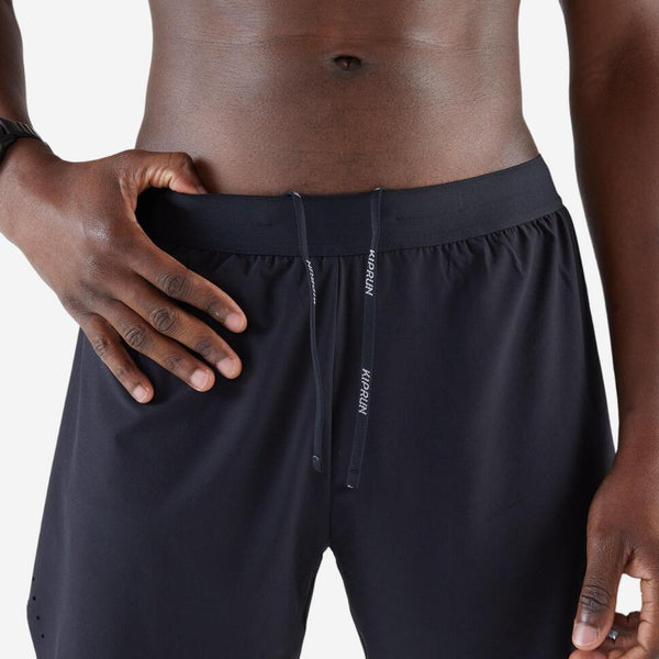 Decathlon Kiprun Men's Run 500 2-in-1 Compression Running Shorts Smoked Black