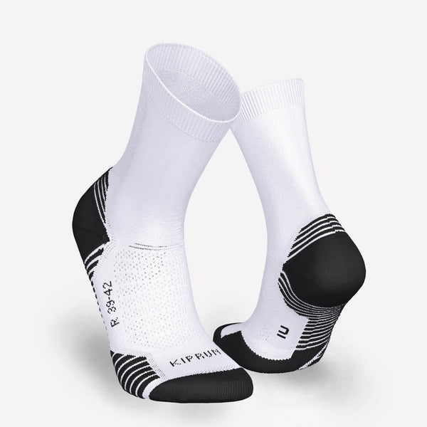 Decathlon Kiprun Run 500 Thick Mid-Calf Socks 2-Pack Snowy White