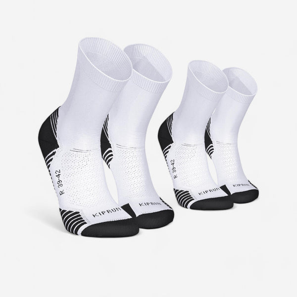Decathlon Kiprun Run 500 Thick Mid-Calf Socks 2-Pack Snowy White
