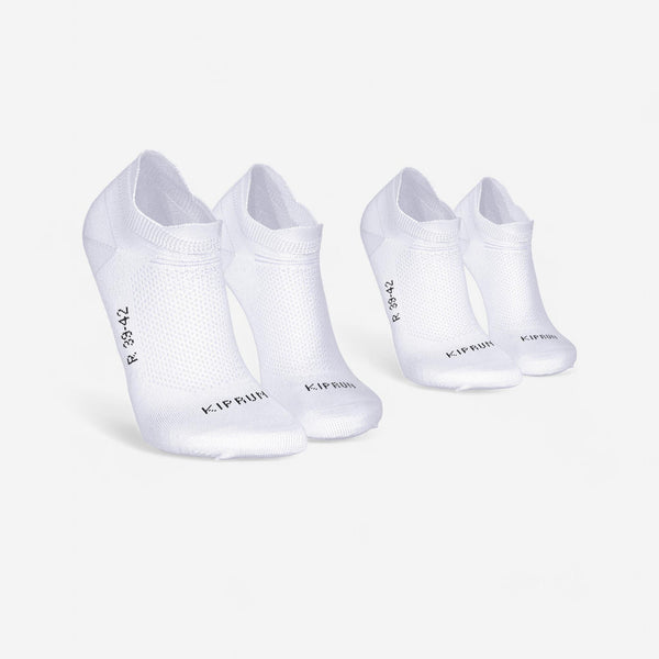 Decathlon Kiprun Run 500 Thin No-Show Socks 2-Pack Snowy White