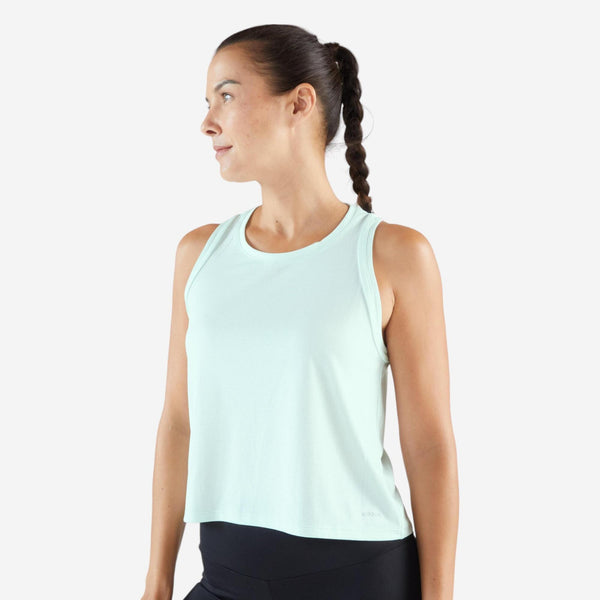 Decathlon Kiprun Run 500 Women's Cropped Running Tank Top Light Jade