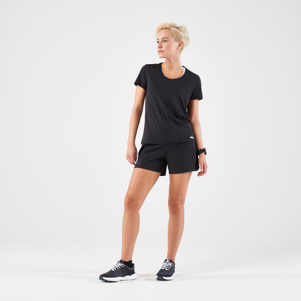 Decathlon Kiprun Women's Run 100 Dry Running T-shirt Smoked Black