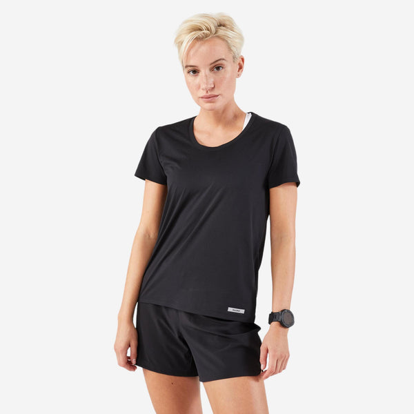 Decathlon Kiprun Women's Run 100 Dry Running T-shirt Smoked Black