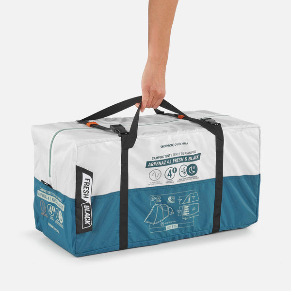 Decathlon Quechua Arpenaz Fresh & Black Family Camping Tent 4 Person 1 Bedroom Unspecified