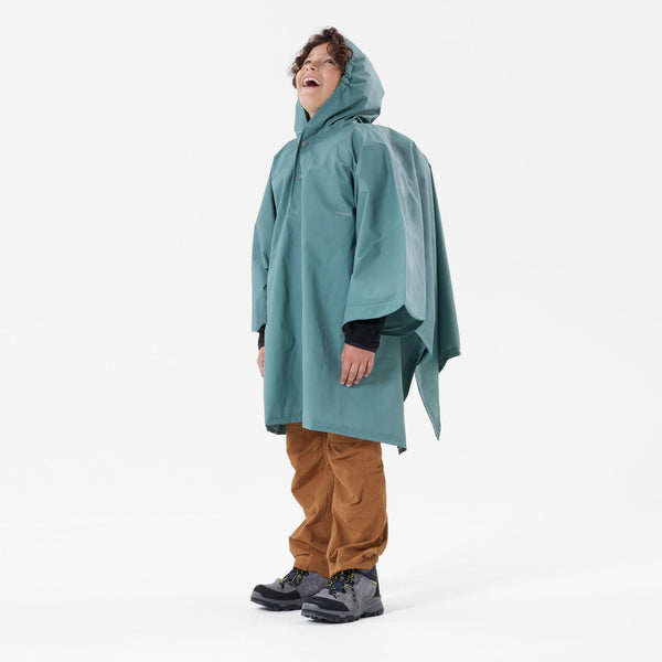 Decathlon Quechua Kids’ MH100 Hiking Rain Poncho – Ages 7–15 Cedar