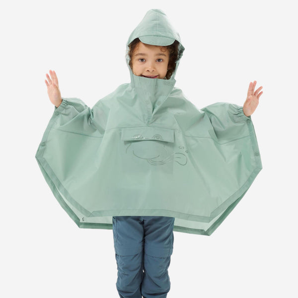 Decathlon Quechua Kids’ MH100 Rain Poncho – Ages 2–6 Verdigris