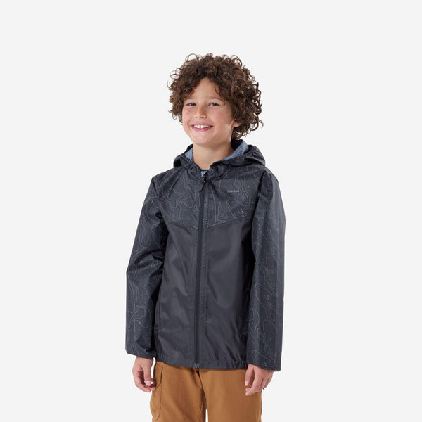 Decathlon Quechua Kids’ MH150 Waterproof Hiking Jacket – Ages 7–15 Carbon Gray