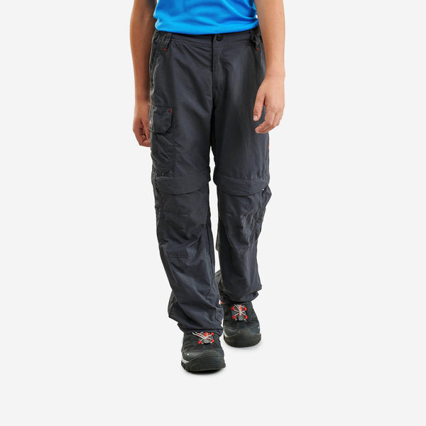 Decathlon Quechua Kids’ MH500 Convertible Hiking Pants - Ages 7-15 Carbon Gray