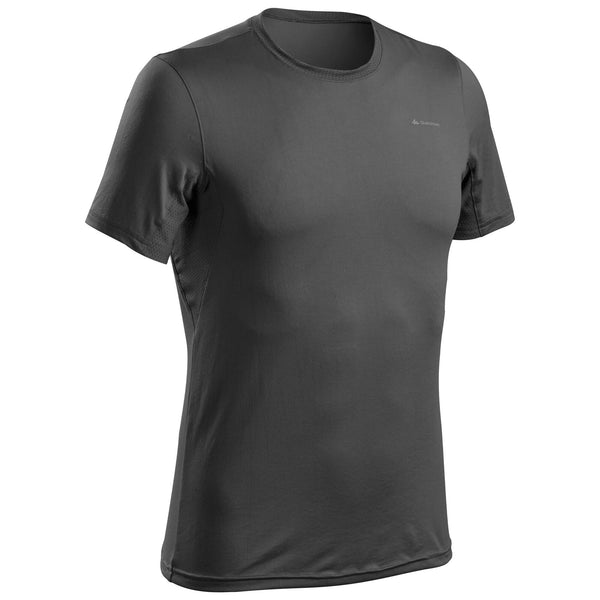 Decathlon Quechua Men's Hiking Synthetic Short-Sleeved T-Shirt MH100 Carbon Gray