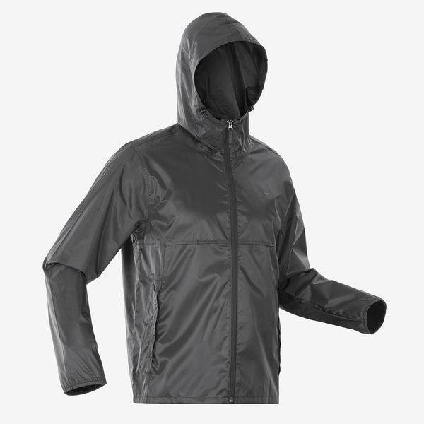 Decathlon Quechua Men's Raincut Fullzip Waterproof Rain Jacket Black