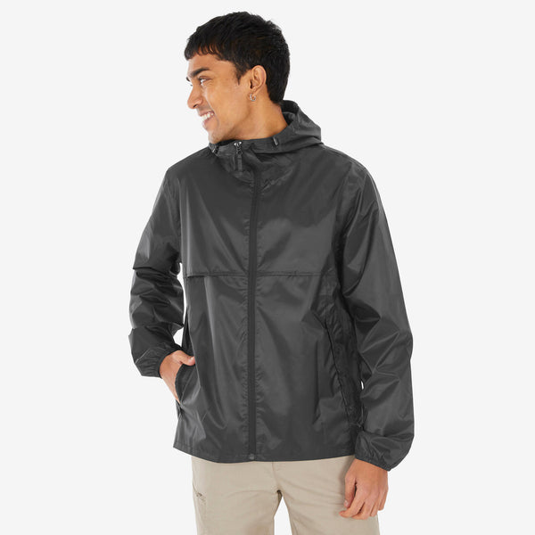 Decathlon Quechua Men's Raincut Fullzip Waterproof Rain Jacket Black