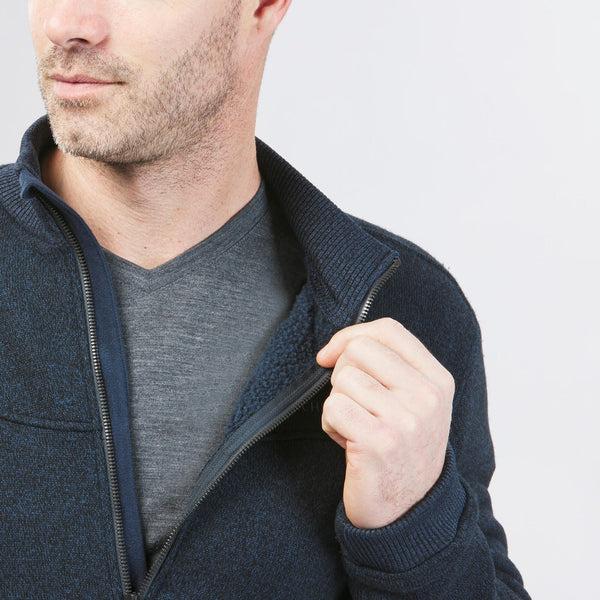 Decathlon Quechua Men's SH100 Fleece Winter Jacket Asphalt Blue