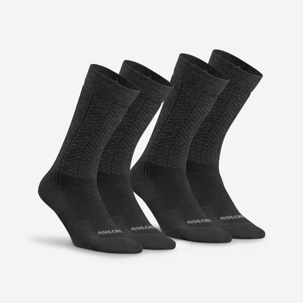 Decathlon Quechua SH500 Mid 2-Pair Winter Hiking Warm Socks Black