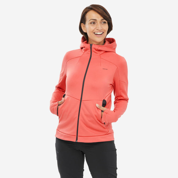 Decathlon Quechua Women's Hiking Fleece Jacket - MH520 Hood Black