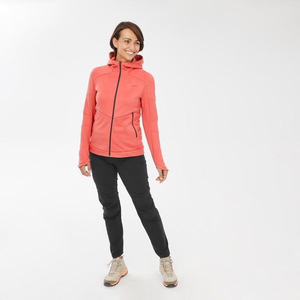 Decathlon Quechua Women's Hiking Fleece Jacket - MH520 Hood Black