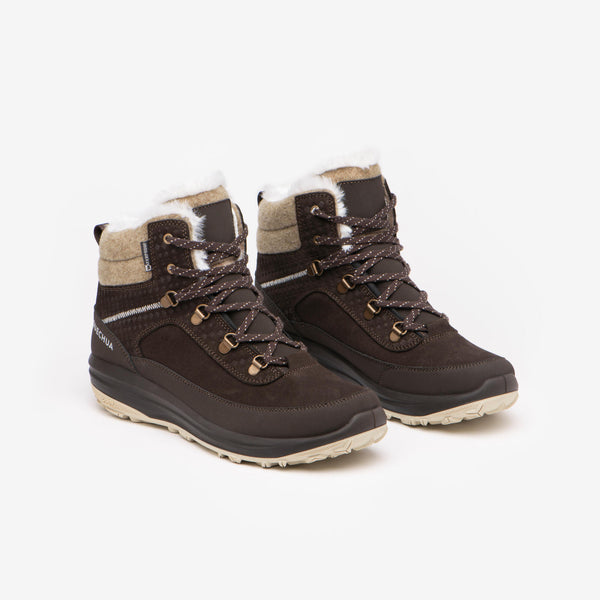 Decathlon Quechua Women's NH900 Warm Waterproof Leather Snow Hiking Boots Deep Shale