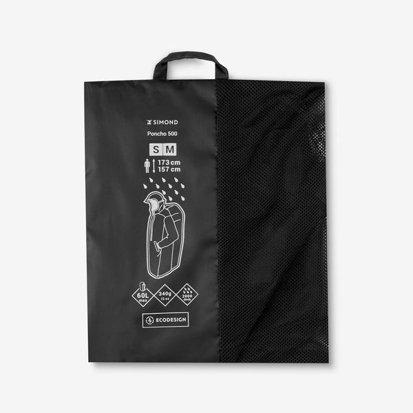 Decathlon Simond MT500 60L Hiking Rain Poncho Black