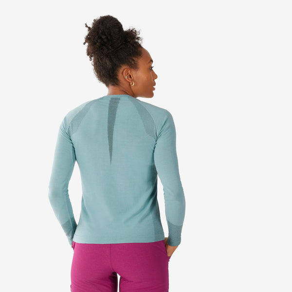 Decathlon Simond Women's Alpinism Seamless Wool Long-Sleeve Shirt Frosty Turquoise