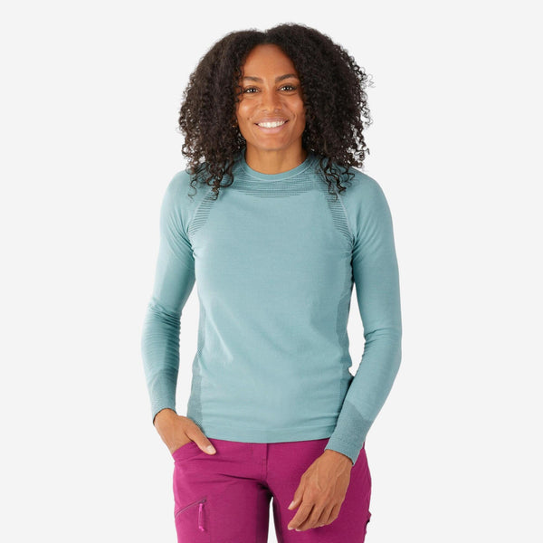 Decathlon Simond Women's Alpinism Seamless Wool Long-Sleeve Shirt Frosty Turquoise