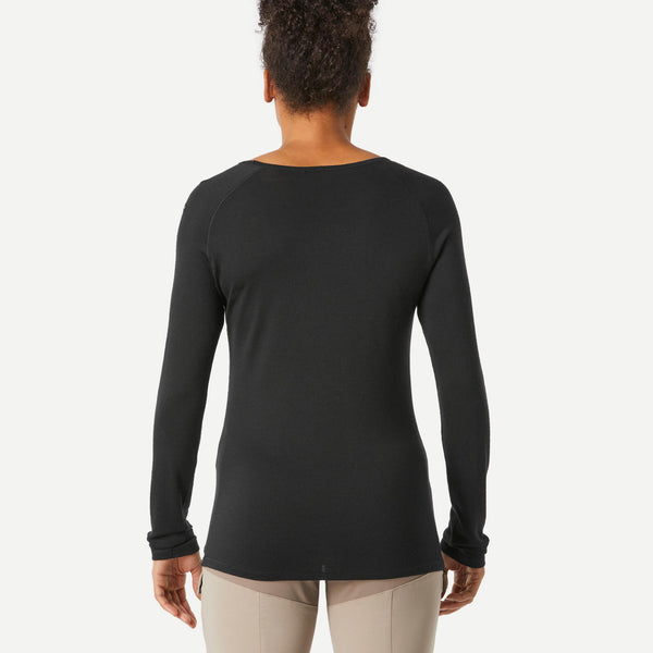 Decathlon Simond Women's MT500 Long-sleeve 100% Merino Wool Shirt Black