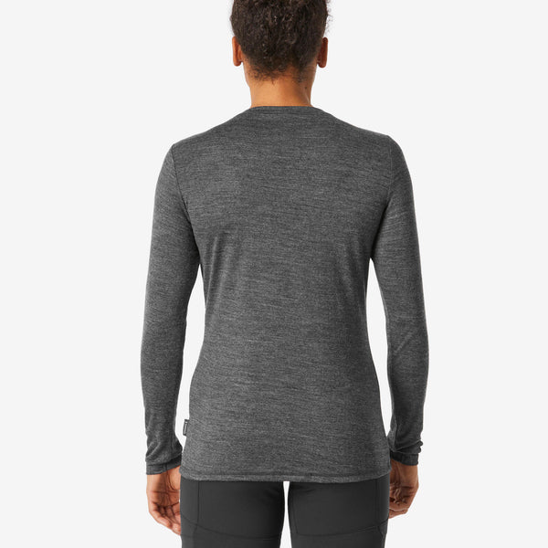 Decathlon Simond Women's Travel 100 Merino Wool Long-sleeve Shirt Black