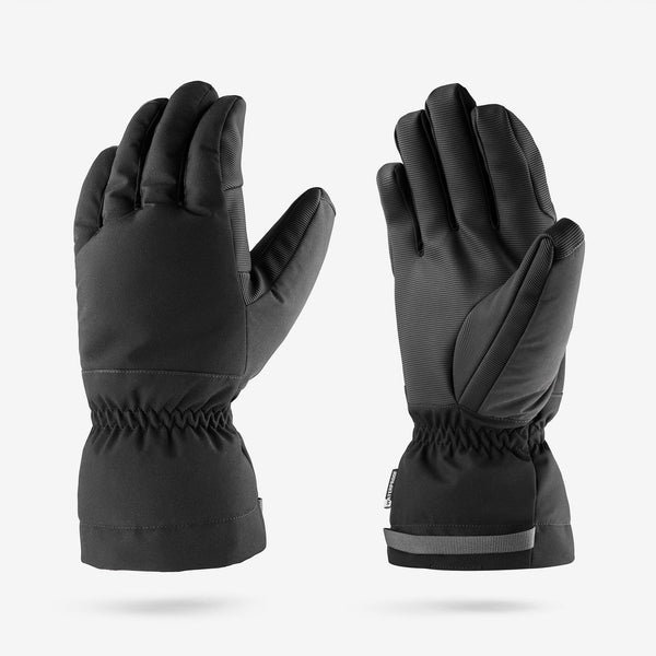 Decathlon Wedze Adult 500 Waterproof Ski Gloves Smoked Black